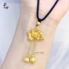Joyería de oro con colgante de loto de oro vietnamita 999 moda DIY versátil loto amor dos mundos collar para mujer cadena para clavícula