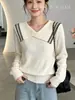 Suéter de punto oversized de manga larga estilo universitario, nueva colección otoño 2026, estilo coreano, corte holgado, moderno, sencillo y casual