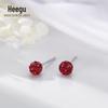 Xi Gu E0120 S925 Prata Vermelho Strass Bola Brincos de Diamante Completo Brincos Pequenos Brincos Doces