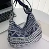 Bolsa de lona jacquard boêmia estilo étnico grande capacidade tote bag moda de férias feminina bolsa de ombro único bolsa transversal