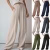 Pantalones de Pierna Ancha Europeos y Americanos Transfronterizos para Mujer, Pantalones de Algodón y Lino, Casuales Sueltos de Cintura Alta, Elegantes Rectos de Lino para Mujer