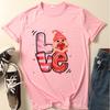 2025 Día de San Valentín Nueva Moda Mujeres Lovek Estampado de Dibujos Animados Camiseta de Pareja Manga Corta Dropshipping