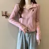 Camiseta de Manga Longa com Zíper Duplo Plus Size para Mulheres, Novo Estilo Primavera e Outono, Caimento Solto, Emagrecedor, Top Polo Versátil para Mulheres