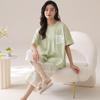 Pijamas para Mujer Verano Antibacterianos y Antiácaros Pull-Up Algodón Puro Finos Casuales Ropa Exterior Pantalones Cortos de Manga Corta Conjunto para Estar en Casa
