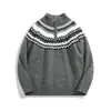 Suéter de punto jacquard Fair Isle para hombre y parejas, cuello alto, media cremallera, estilo "old money", moda otoño e invierno, venta al por mayor de fábrica transfronteriza