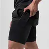 Pantalones cortos deportivos de verano para hombre, de doble capa, casuales, de secado rápido y transpirables para correr, fitness y actividades al aire libre, para entrenamiento
