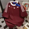 Camiseta Retro Color Blocking de Três Listras Estilo Coreano Manga Curta Verão 2025 Solta Casual Tendência Versátil Top Ins