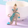 Chaveiro de sapato de salto alto de gato estiloso estilo coreano, pingente para bolsa feminina cravejado de diamantes em liga, chaveiro de presente criativo