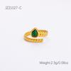 Anillo de piedra natural, estilo vintage, de acero inoxidable y oro de 18 quilates, personalizado, con diseño avanzado, con huecos y ajustable.