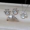 Accesorios DIY s925 Plata Colgante Aretes Anillo Pulsera Garra de Gato Huella Set 3.5-4 Pie Perla 3208