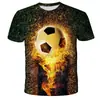 2026 Nueva Camiseta de Manga Corta con Estampado 3D de Patrón de Fútbol Iridiscente Suelta para Hombres y Niños Nueva Moda Camiseta Corta