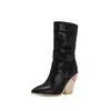 Nuevas botas cortas de otoño e invierno, tacón de cuña, estampado de serpiente, punta fina, estilo europeo y americano, talla grande para mujer, zapatos de moda H-7