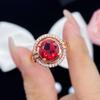 Nova Moda Elegante Em Forma de Anel Simulação Turmalina Vermelha Gem Color Treasure Open Ring Anel Solto de Luxo Feminino