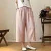 Pantalones Cortos de Gasa de Algodón de Doble Capa para Mujer, Pantalones de Pierna Ancha de Verano, Suaves, Amigables con la Piel, Transpirables, Absorbentes de Sudor, Algodón Puro, Cintura Elástica, Pantalones Casuales