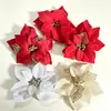 22cm Flor de Navidad de Dos Colores con Borde Dorado Flor Artificial Cabeza de Flor Guirnalda de Árbol de Navidad Enredadera Accesorios de Decoración DIY Venta al por Mayor