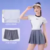 Maiô de Duas Peças para Mulheres, Tamanho Grande, Emagrecedor, Estilo Saia Esportiva, Adequado para Fontes Termais