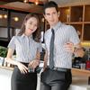 Traje de ocupación para hombre y mujer camisa de manga corta azul y blanca verano tienda 4s vestido temperamento ropa de trabajo logo bordado
