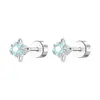 Arete de Hélice de Acero de Titanio Versátil y Dulce para Mujer, Arete de Hélice de Doble Punta Roscada, Arete de Hélice de Estrella de Cuatro Puntas de Circonita de Alta Gama