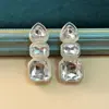 Brincos Atacado Comércio Exterior Transfronteiriço Europeu e Americano Retro Diamante Colorido Quadrado Geométrico Simples Brincos de Strass Brincos para Festa de Jantar Atacado