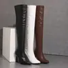 Botas largas de mujer para otoño e invierno, punta fina, transfronterizas, suela de goma versátil, antideslizante, cremallera lateral, color liso, tacón de aguja ultra alto, botas hasta la rodilla
