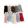 Nuevo y popular juego de calcetines estilo miu para mujer, otoño e invierno, engrosado con lana de oveja para abrigar, con diseño de volantes y color liso, calcetines hasta la pantorrilla