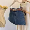 Shorts Jeans Retrô Americano para Mulheres, Verão Fino de Cintura Alta, Cobre o Quadril, Emagrecimento, Petite, Corte A, Casual, Perna Larga, Hot Pants