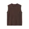 Chaleco de punto de lana cepillada para mujer, sin costuras, de cuello redondo y sin mangas, perfecto para usar en capas y como prenda exterior