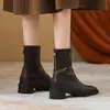 Botines estilo británico con tacón grueso y forro de felpa, botines cortos de moda y tendencia para mujer, nuevas botas ajustadas 2026