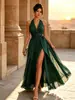 Vestido 845W estilo novo europeu e americano outono/inverno 2026, vestido de chiffon com gola halter para banquete, festa, casamento, vestido de dama de honra, decote V
