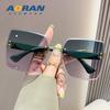 Gafas de Sol Estilo Nuevo 2026, Montura Grande, Adelgazantes, Protección UV, Gafas de Sol de Moda para Mujer, Gafas Sin Montura de Gama Alta