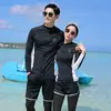 Traje de Baño Nuevo de Manga Larga para Parejas Traje de Baño Femenino con Protección Solar Secado Rápido Traje para Surf y Buceo al Aire Libre Traje de Medusa Dividido para Hombre