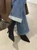 Botas de tacón de aguja finas de punta Chuyuji con diseño retro estilo coreano para mujer, botines de tacón alto de punta estilo francés para otoño e invierno