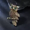 Broche Animal de Alto Padrão Europeu e Americano Mais Vendido Transfronteiriço Liga de Zinco Diamante Coruja Fofa Exquisita Alfinete para Suéter Jaqueta
