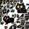 Temu Compra Direta Transfronteiriça de 50 Gatos Pretos de Olhos Grandes Fofos Adesivos de Desenho Animado DIY Capa de Celular Adesivos de Decoração para Mala