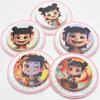 Amostra em Estoque Estilo Chinês Infantil Nezha e Ao Bing Patch Redondo de Plástico Impresso com Cor UV Que Acende Quando Atingido pela Luz, Patch de Borracha Macia Lavável