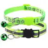 Collar Reflectante para Mascotas Collar Luminoso Collar para Gato Collar para Perro Collar con Cascabel Collar con Hebilla de Seguridad Estampado de Huella de Perro