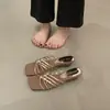 Sandalias de cuña estilo francés con tira fina sin cordones para mujer, Nuevo modelo Verano 2026, Pantuflas frescas para vacaciones, Sandalias de tacón alto para mujer