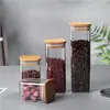 Frascos Sellados de Vidrio Transparente para Té al por Mayor Suministros de Cocina Botellas de Almacenamiento de Granos Frascos Cuadrados de Almacenamiento de Vidrio de Alto Borosilicato