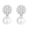 Pendientes de botón redondos de perla y diamante para mujer, plata de ley 925, nuevos, retro, pendientes de botón de hilo de perla, joyería de oreja de temperamento de lujo ligero