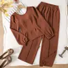 Atacado transfronteiriço Conjunto de Duas Peças Outono 2026 para Meninas Design de Nicho Top de Renda com Laço nas Costas e Conjunto de Calças Longas