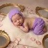 Novo produto transfronteiriço: Fantasia de dinossauro de mohair tricotada à mão para fotografia infantil, suéter para foto de bebê