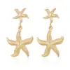 Joyería Transfronteriza Europea y Americana Pendientes de Estrella de Mar de Verano para Playa Ocio Vacaciones Lujo Ligero Moda Pendientes de Vacaciones para Mujer