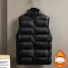 Chaleco de hombre de alta calidad, talla grande, con cuello alto, forrado de forro polar y engrosado para abrigar, protección contra el frío e impermeabilización, hecho con plumón y algodón