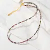Colar de Prata S925 Nalan Estilo Coreano Luxo Leve Colar de Turmalina Colorido Doce Personalizado Corrente de Pescoço Simples para o Dia a Dia Y02709