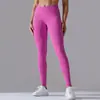 Calça Legging de Tricô Sem Costura Europeia e Americana para Yoga com Cintura Cruzada, Efeito Peach Lift Butt, Leggings Esportivas para Yoga e Corrida, Calça Fitness Respirável