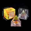 Adorno de Pirámide de Bola de Cristal Natural, Pieza de Decoración para el Hogar de Grava de Cristal Recubierta de Resina, En Caja