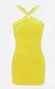 Verano transfronterizo ins color sólido estilo dulce ajustado sexy cuello halter sin tirantes nicho vestido corto ropa de mujer al por mayor
