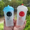 Copo Descartável para Milk Tea 500ml, Moldado por Injeção, Personalizado para Uso Comercial, Copo Plástico Transparente Calibre 90, Especial para Bebidas e Alimentos