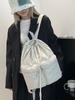 Mochila con Cordón Estilo Japonés y Coreano Nueva Primavera 2026, Color Sólido, Ligera, Gran Capacidad, Mochila de Nylon para Viajes