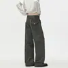 OT Ropa de Hombre 2026 Otoño Nuevo Estilo Bolsillo con Dobladillo Pantalones Rectos Hombre Vintage Desgastado Sueltos Ligeramente Acampanados Casual Pantalones Largos